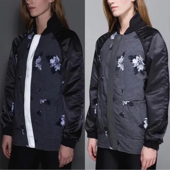 Lululemon Both Ways Bomber Atomic Flower Heathered White Reversible Jacket—EUC - Picture 3 of 14